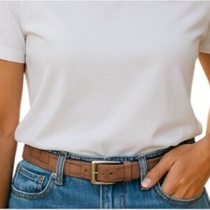 VINTAGE 90’s Croc Effect Genuine Leather Belt Mocha Brown Made in Canada Size 36